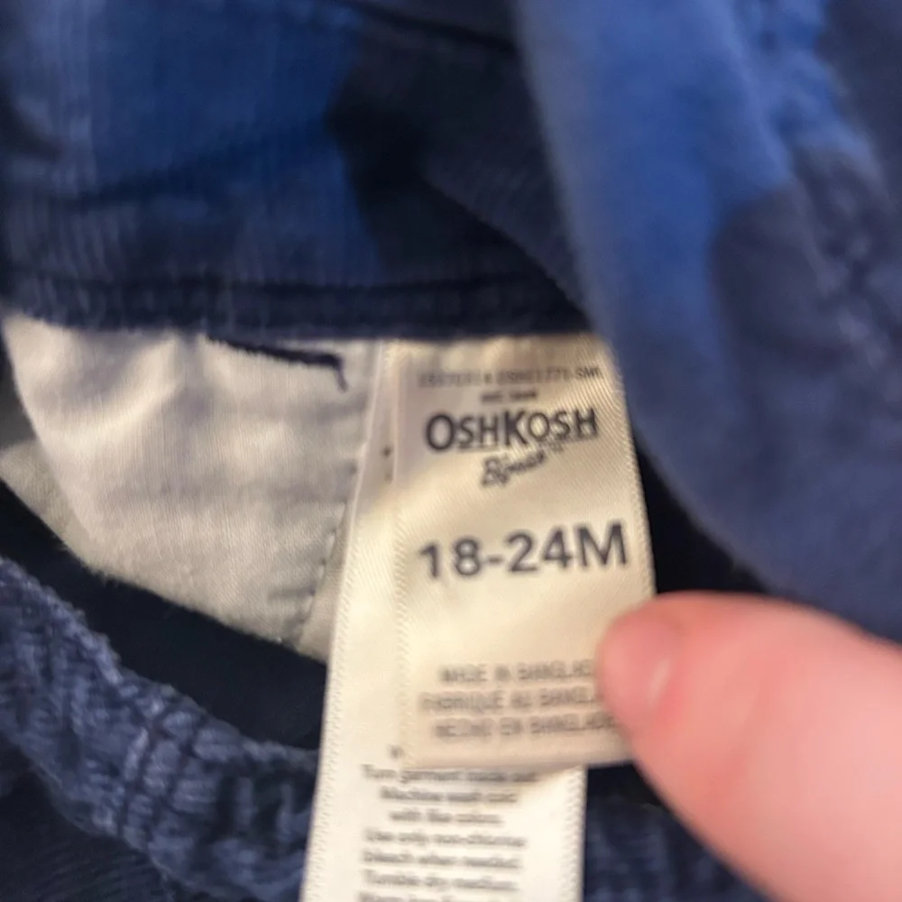 Oshkosh B'Gosh Blue Corduroy Pink Plaid Overalls Size 18-24 Months‎